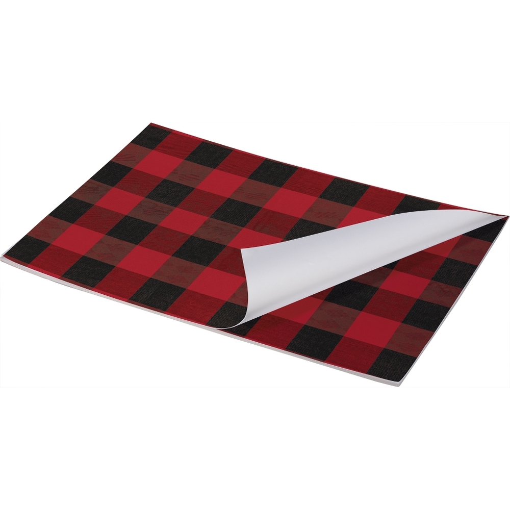 Paper Placemat Pad Red Black Buffalo Check Plaid 24 Disposable Table Settings